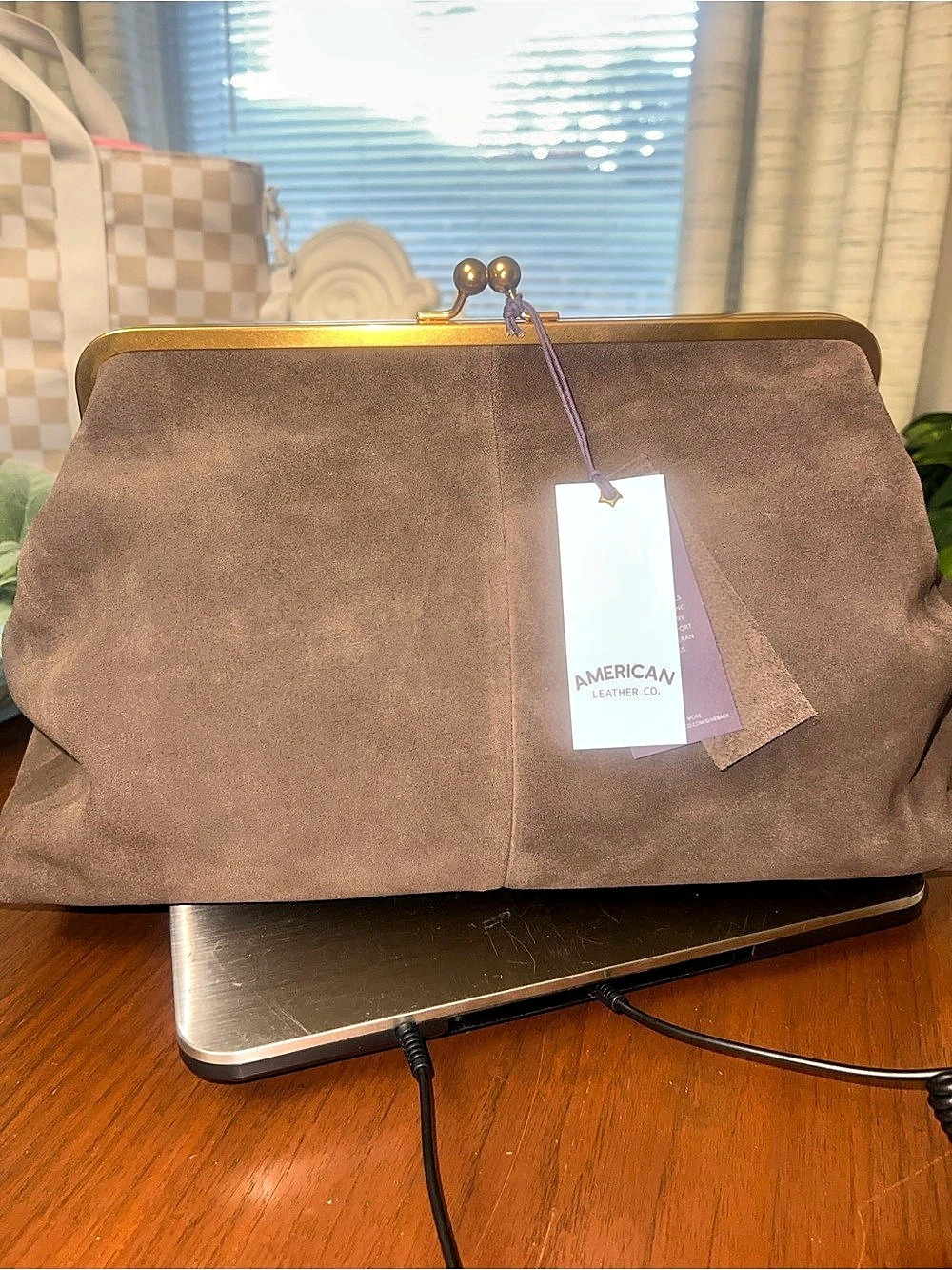 American Vintage Brown Kiss-Lock Clutch NWT